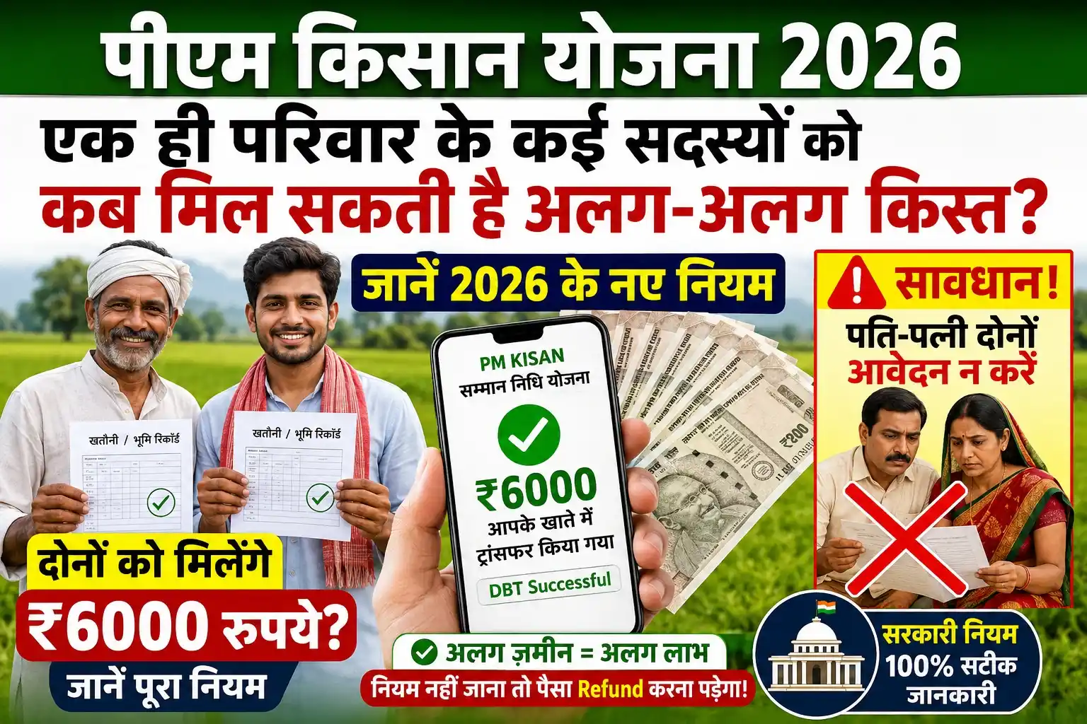 PM Kisan Yojana 2026 family rules for husband wife beta and pita eligibility