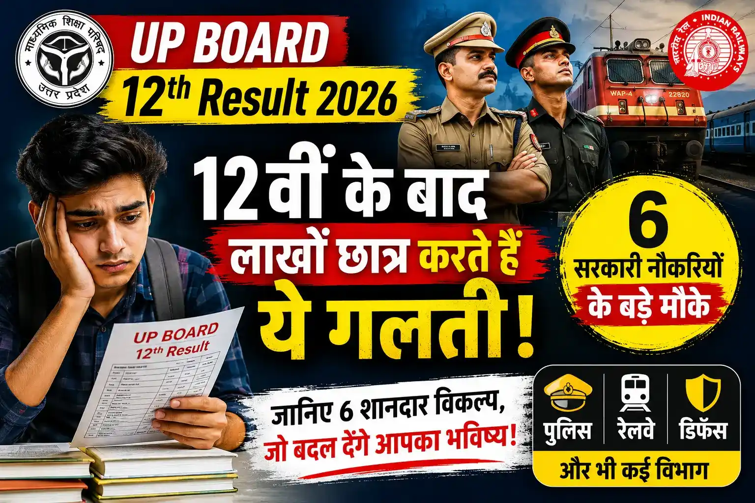 UP Board 12th Result 2026 के बाद 12वीं पास छात्रों के लिए 6 सरकारी नौकरी विकल्प